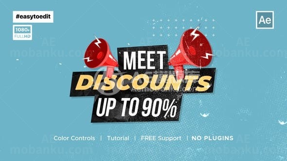 黑色星期五销售标题展示AE模板