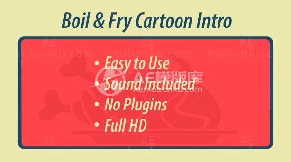 卡通风格厨房食物展示AE模板