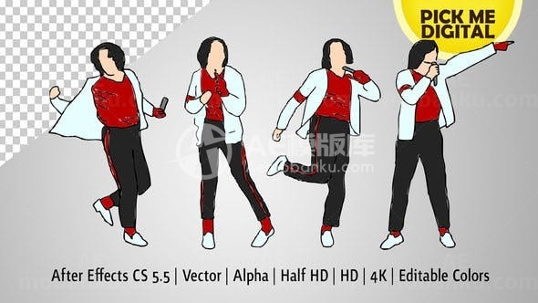 矢量中的霹雳舞动作AE模板