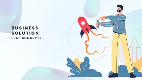 业务解决方案平面概念MG动画AE模板