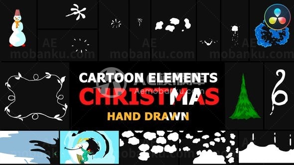 卡通圣诞元素和过渡AE模板