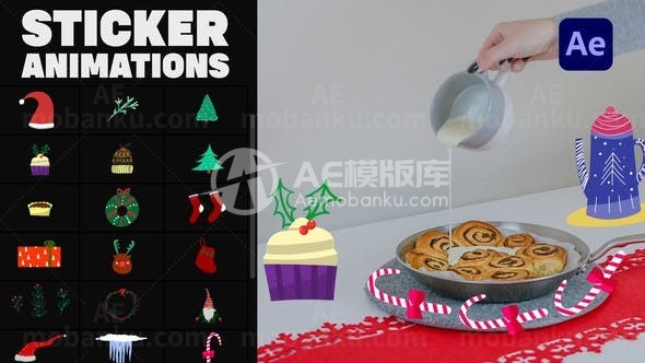 卡通圣诞图标展示AE模板