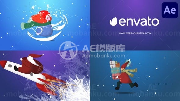 卡通圣诞标志演绎AE模板