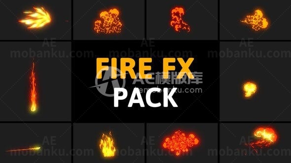 卡通火元素集合演绎AE模板