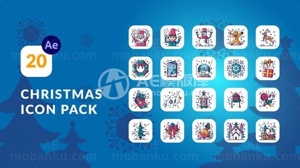 圣诞动画图标演绎AE模板