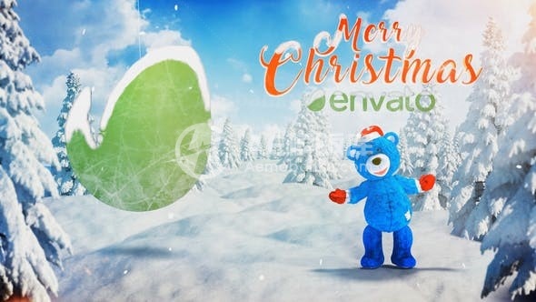 圣诞熊舞蹈动画演绎AE模板