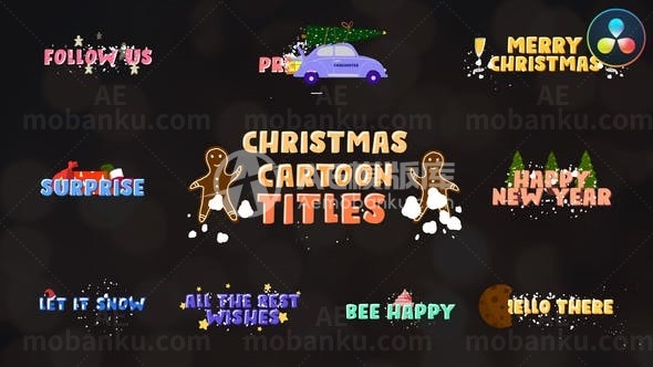 圣诞漫画标题展示AE模板