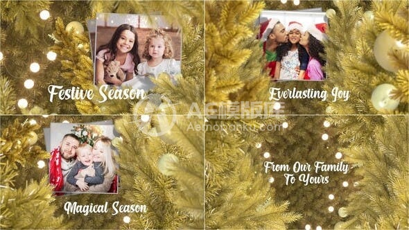 圣诞黄金图片视频展示AE模板