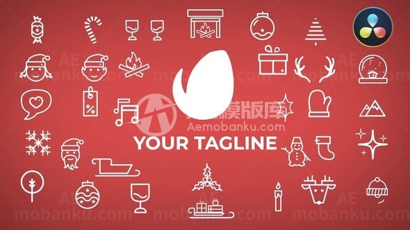 圣诞图标和标志展示演绎AE模板