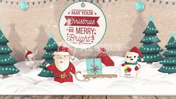 圣诞弹出卡片展示AE模板