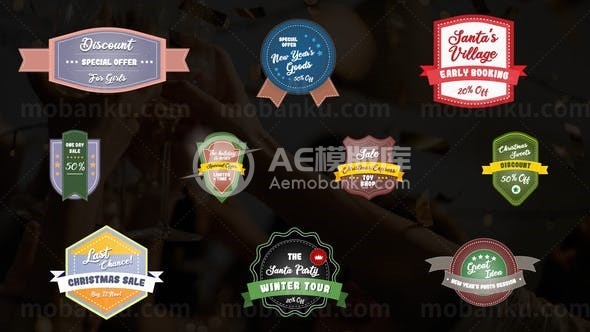 圣诞销售徽章展示AE模板