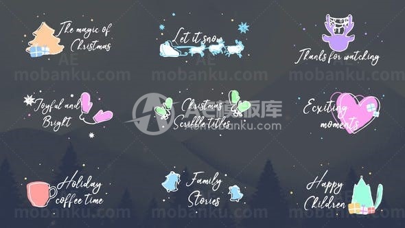 圣诞涂鸦标题展示AE模板