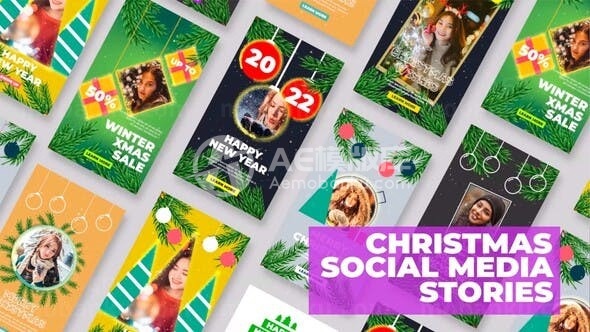 圣诞社交媒体故事展示AE模板