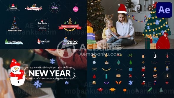 圣诞标题和动画动态演绎AE模板