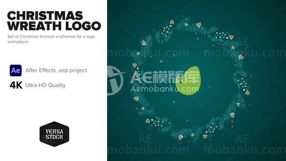 圣诞花环标志端框套件演绎AE模板