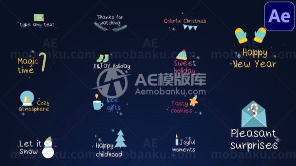 彩色圣诞标题演绎AE模板