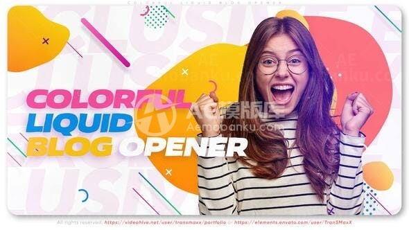 多彩液体博客展示AE模板