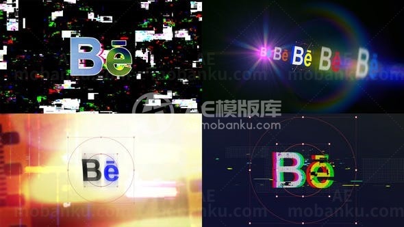 故障效果彩色徽标演绎AE模板