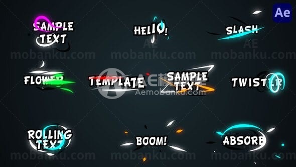 彩色霓虹灯标题展示AE模板