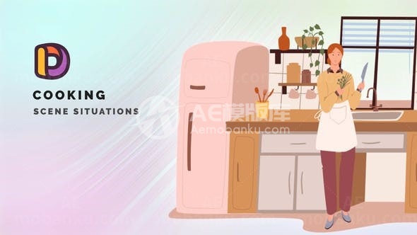 烹饪场景MG动画AE模板