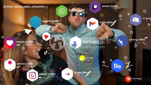 酷炫社交媒体动画演绎AE模板