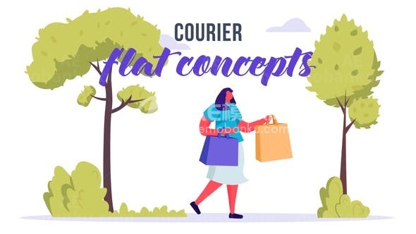 快递员平面概念MG动画AE模板