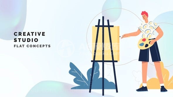 创意工作室平面概念MG动画AE模板