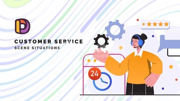 客户服务场景情况MG动画AE模板