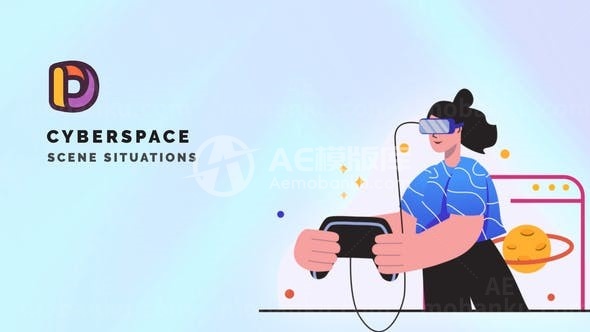 网络空间场景情境MG动画AE模板