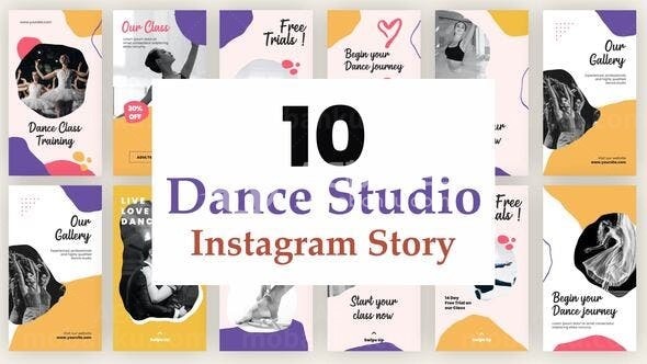 舞蹈工作室Instagram多屏展示AE模板