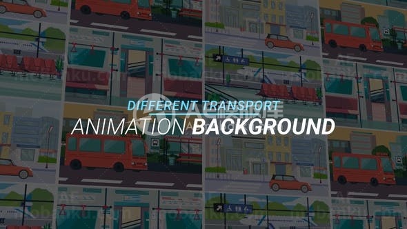 不同的运输动画背景MG动画AE模板