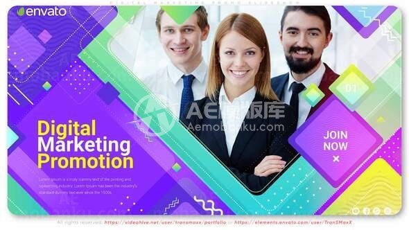 数字营销宣传幻灯片展示AE模板