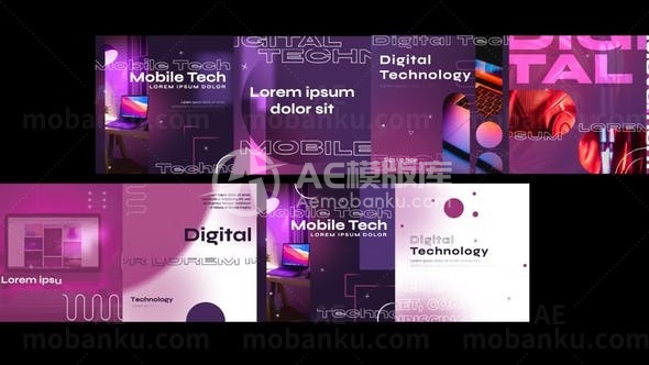 社交媒体多屏信息展示AE模板