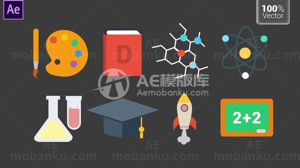 教育动画图标演绎AE模板