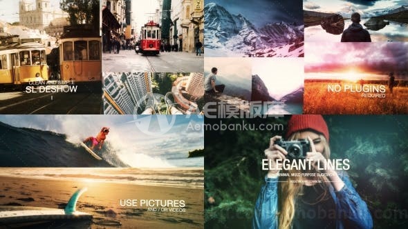 优雅的线条幻灯片展示AE模板