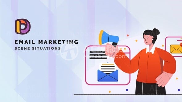 电子邮件营销场景情况MG动画AE模板