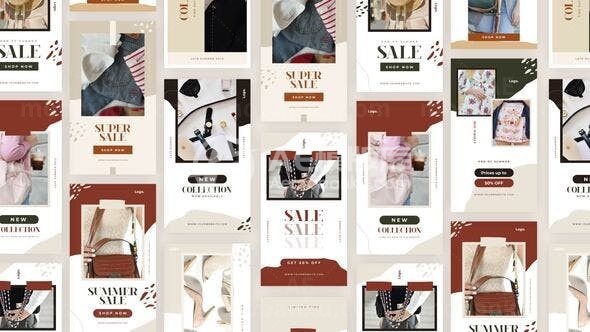 季末夏季销售Instagram多屏展示AE模板