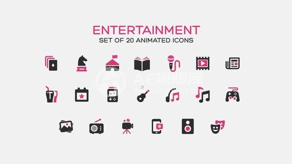 娱乐图标演绎AE模板