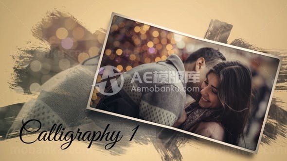 画笔手绘背景图片视频展示AE模板