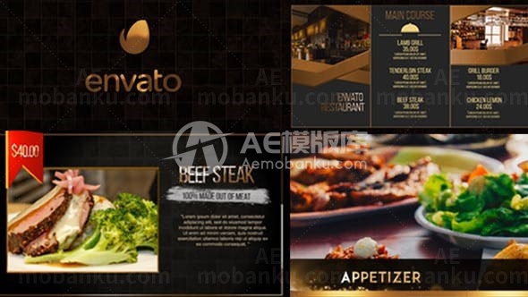 独家餐厅数字菜单展示AE模板