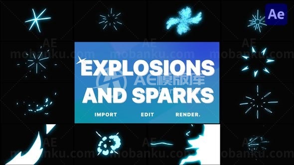 爆炸和火花转场过渡AE模板