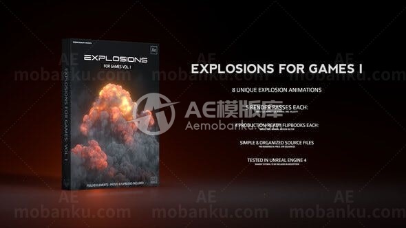 游戏爆炸火焰资产包AE模板