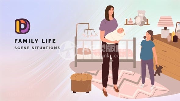 家庭生活场景MG动画AE模板