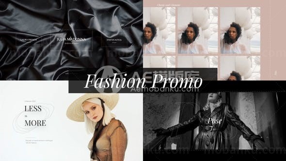 时尚摄影图片视频多屏展示AE模板