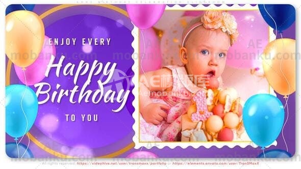 安妮生日庆祝幻灯片演绎AE模板