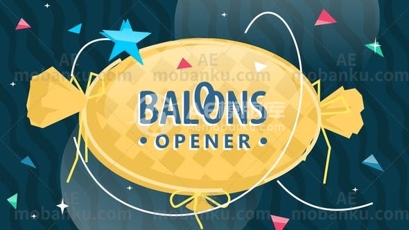 气球二维动画文本标题展示AE模板