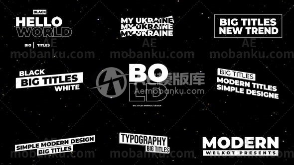 大标题运动图形文本排版动态演绎AE模板