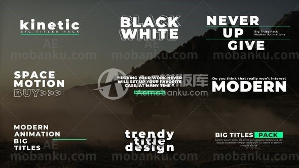 多组大文本标题排版动态演绎AE模板