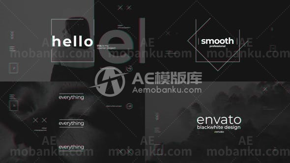 黑白简洁设计徽标动态展示AE模板