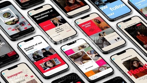 Instagram图片视频动态应用程序展示AE模板